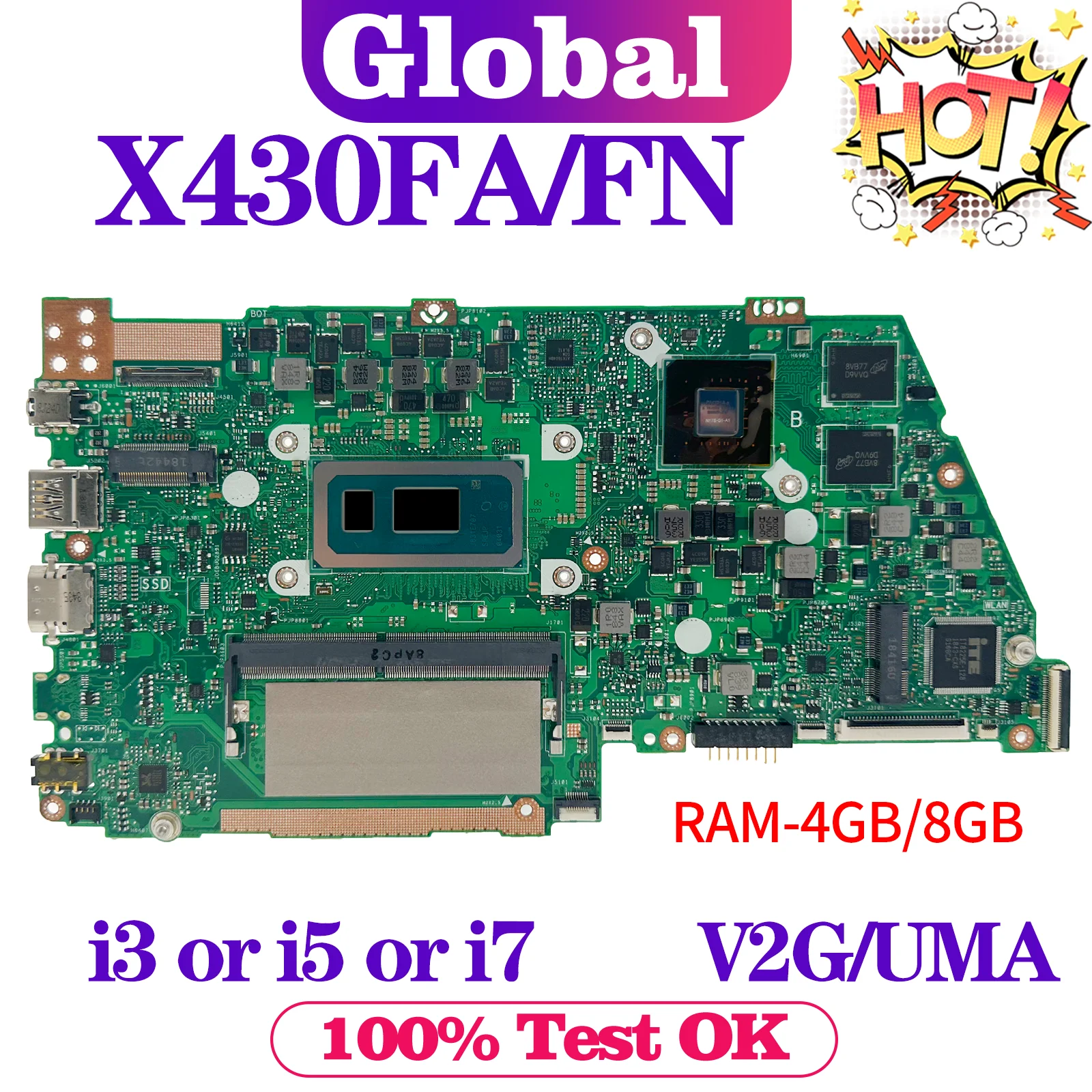 KEFU Ʈ , ASUS X430FN, S430F, X430F, V430F, K430F, R430F, S4300F, i3, i5, i7, V2G, UMA RAM-4GB, 8GB, X430FA